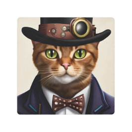 Impresión En Metal Gato Steampunk