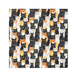 Impresión En Metal Gatos blancos Naranjas negros