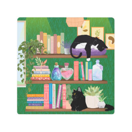 Impresión En Metal Gatos de librería