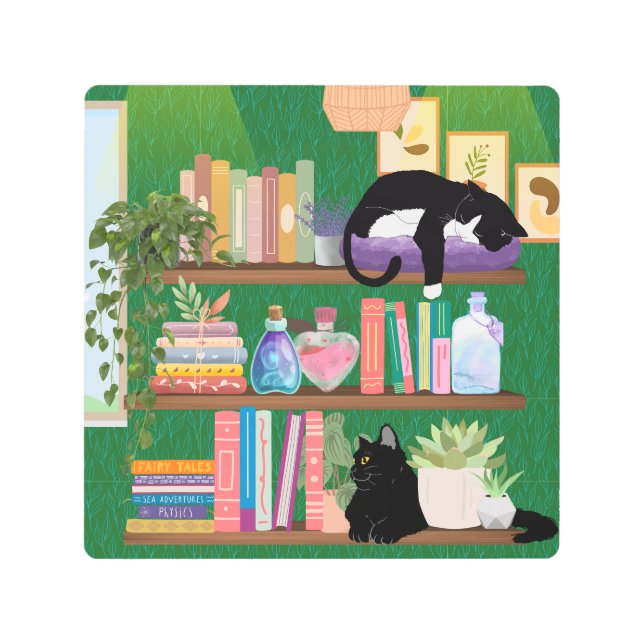 Impresión En Metal Gatos de librería (Anverso)