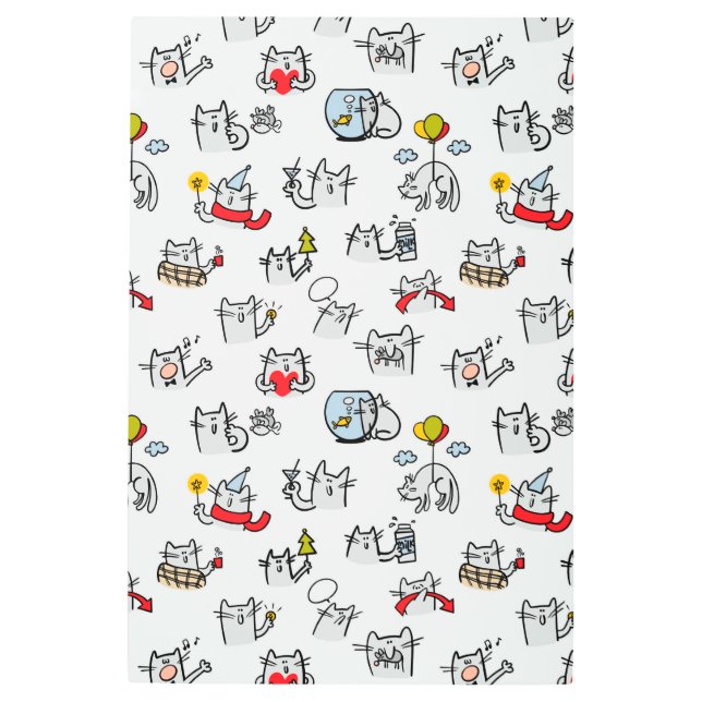 Impresión En Metal Gatos divertidos, leche y magia. (Anverso)