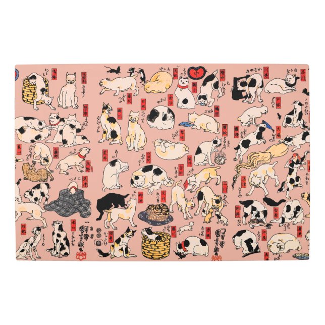 Impresión En Metal gatos japoneses Ukiyo-e Funny kitty (Anverso)