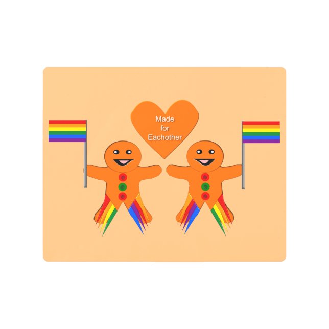 Impresión En Metal Gay Men Navidades Gingerbread Pareja (Anverso)