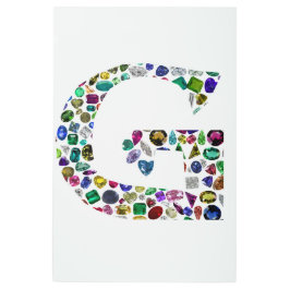 Impresión En Metal Gemstone Diamond Initial G Monograma Art