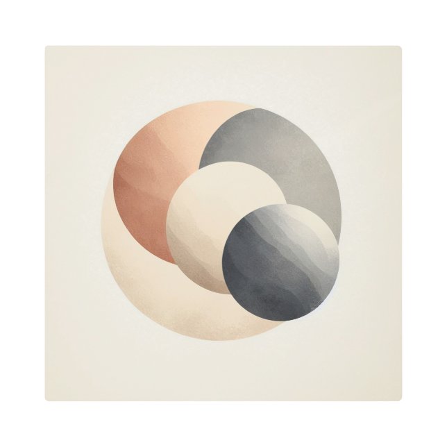 Impresión En Metal Geometric Lunar Wall Art in Japandi Style (Anverso)