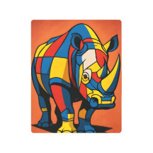 Geometric Rhino Metal Wall Art