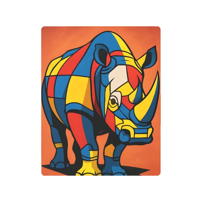 Impresión En Metal Geometric Rhino Metal Wall Art (Anverso)