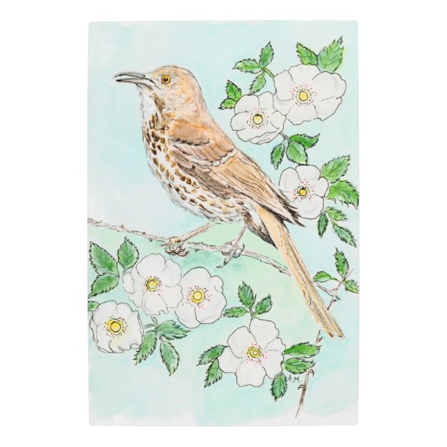 Impresión En Metal Georgia Pájaro y Flor (Anverso)