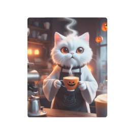 Impresión En Metal Ghost Cat Café | Whimsical Halloween Art