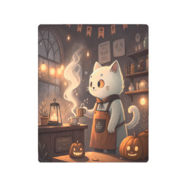 Impresión En Metal Ghost Cat Café | Whimsical Halloween Art