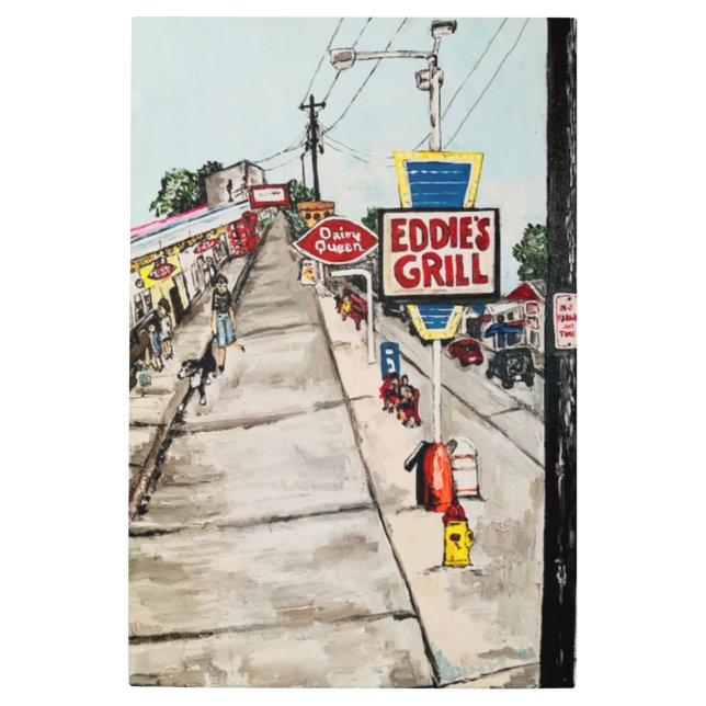 Impresión En Metal "Ginebra, calle Ohio", pintura de Therese Kramer (Anverso)