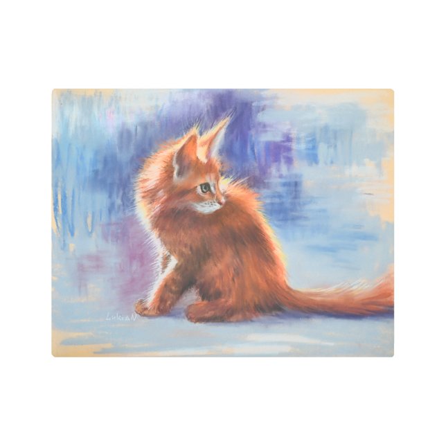 Impresión En Metal Ginger Kitten en luz pastel (Anverso)