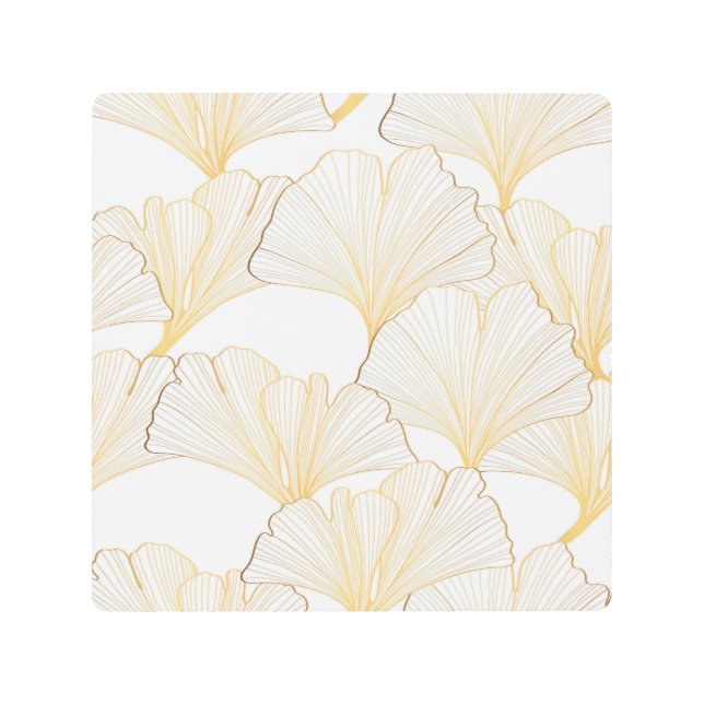 Impresión En Metal Ginkgo Gold: Lujoso acuerdo de hojas (Anverso)