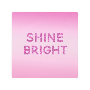 Impresión En Metal Girly Pink Ombre Purpurina Shine Bright
