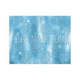 Impresión En Metal Glam Aqua Blue Tropical Purpurinas Leyes