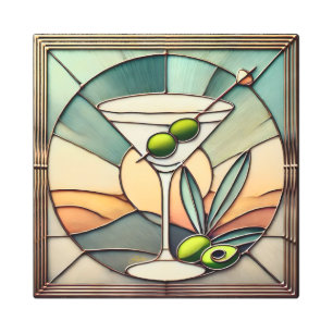 Impresión En Metal Glass de Mediano Siglo 2 Olive Martini