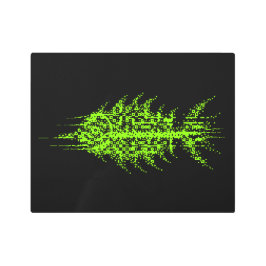 Impresión En Metal Glitch Pixel Code Fish Wall Art