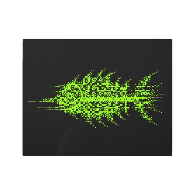 Impresión En Metal Glitch Pixel Code Fish Wall Art (Anverso)