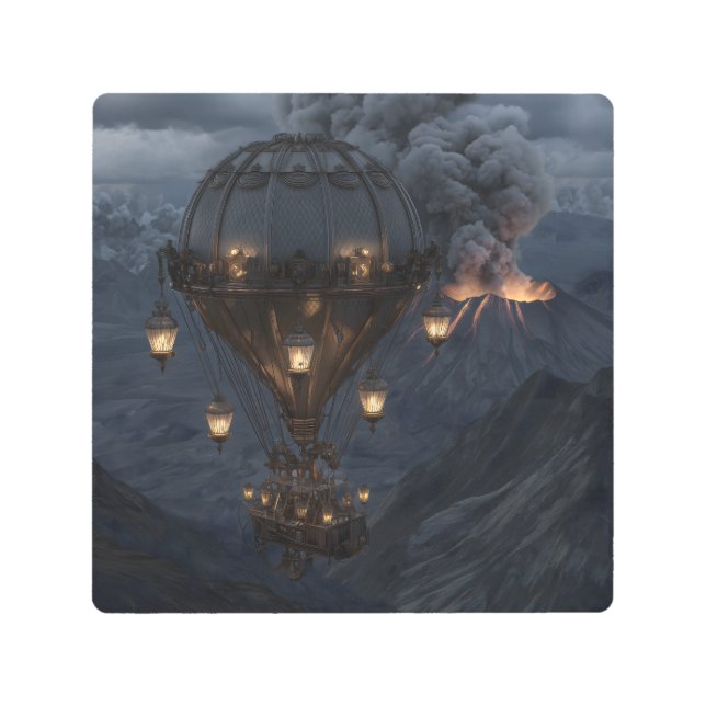 Impresión En Metal Globo de aire caliente de Steampunk (Anverso)