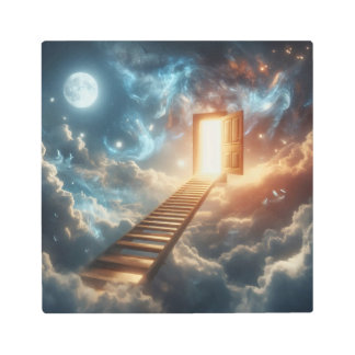 Impresión En Metal Glowing Doorway Above Midnight Clouds
