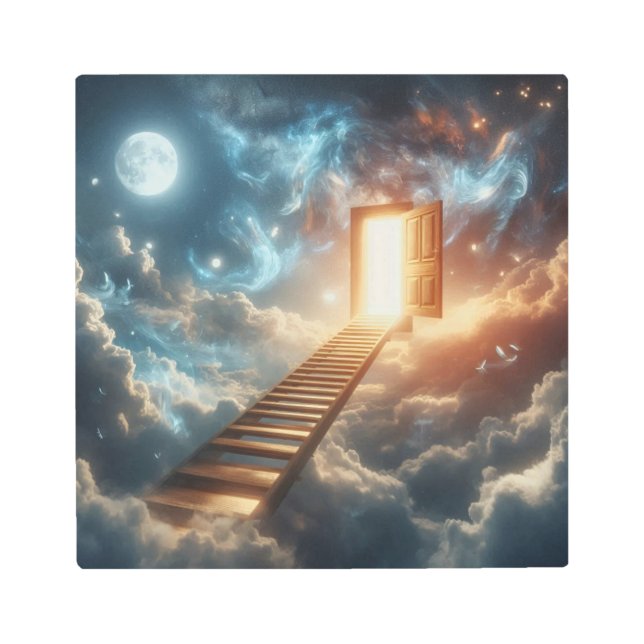 Impresión En Metal Glowing Doorway Above Midnight Clouds (Anverso)