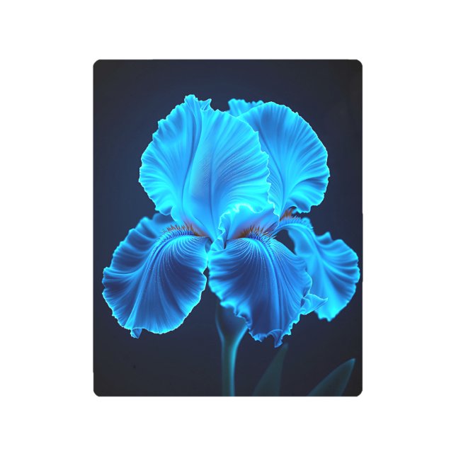 Impresión En Metal Glowing Iris Metal Print | Ethereal Blue Flower (Anverso)