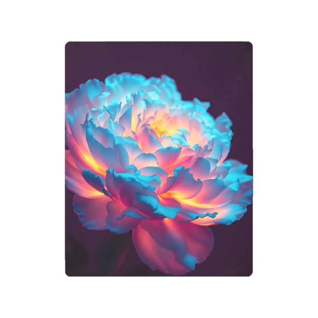 Impresión En Metal Glowing Peony Metal Print | Ethereal Blue (Anverso)
