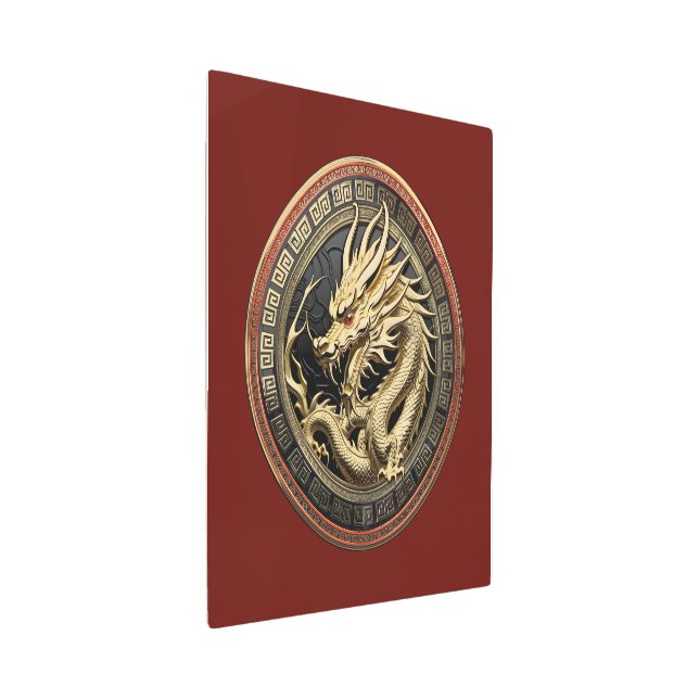 Impresión En Metal Gold Sacred Eastern Dragon Medallion (3/4)