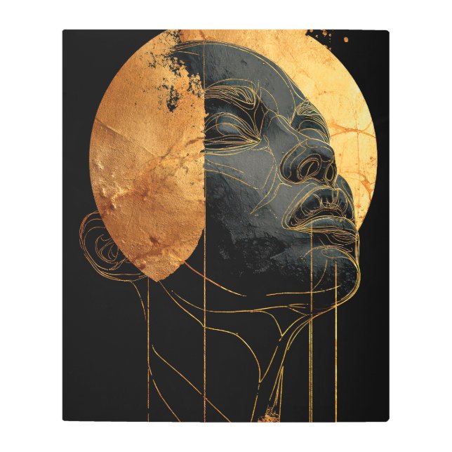 Impresión En Metal Golden Ascension Abstract Face Metal Art Print (Anverso)