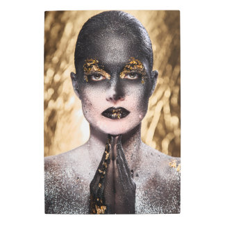 Impresión En Metal Golden Black Woman Body Paint Fashion Art