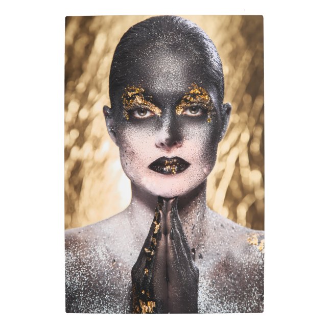 Impresión En Metal Golden Black Woman Body Paint Fashion Art (Anverso)