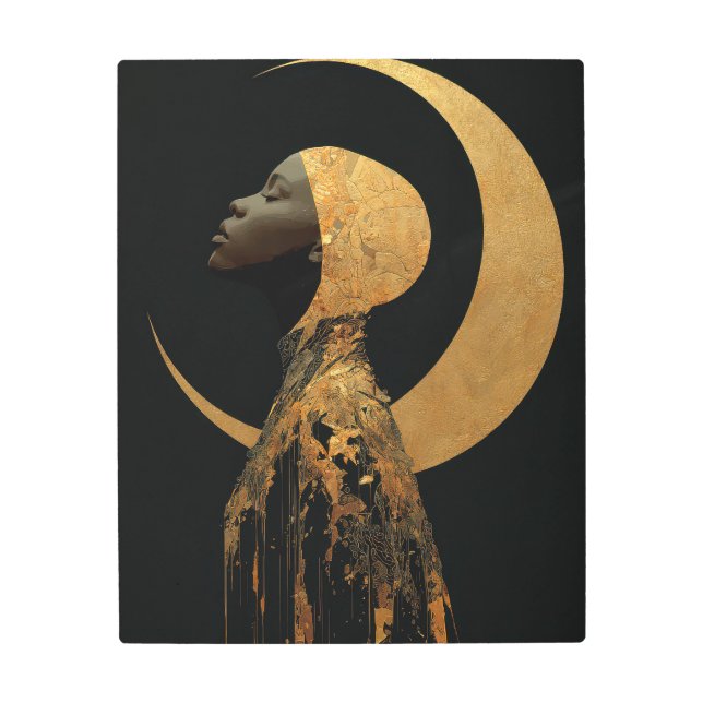 Impresión En Metal Golden Crescent Goddess Metal Wall Art (Anverso)
