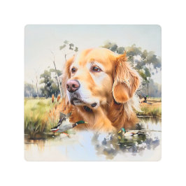 Impresión En Metal Golden Retriever