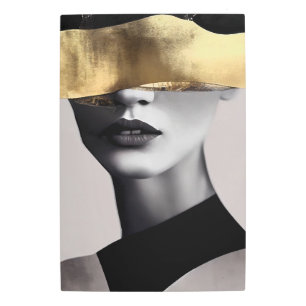 Impresión En Metal Golden Woman with Black Band: Modern Art