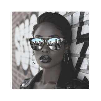 Impresión En Metal Gorgous Woman in City with Sunglasses