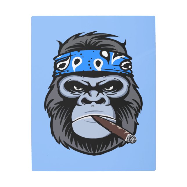 Impresión En Metal Gorila humeante de carne de cerdo (Anverso)