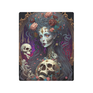 Impresión En Metal Gótico Skull Zombie Mujer Gótica