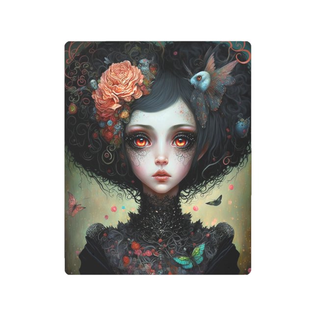 Impresión En Metal Gótico Típico Chica Gótico (Anverso)