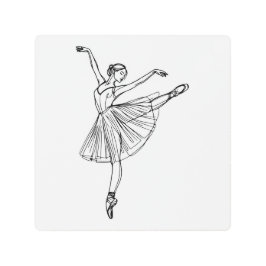 Impresión En Metal Grace in Motion - Ballerina Line Art