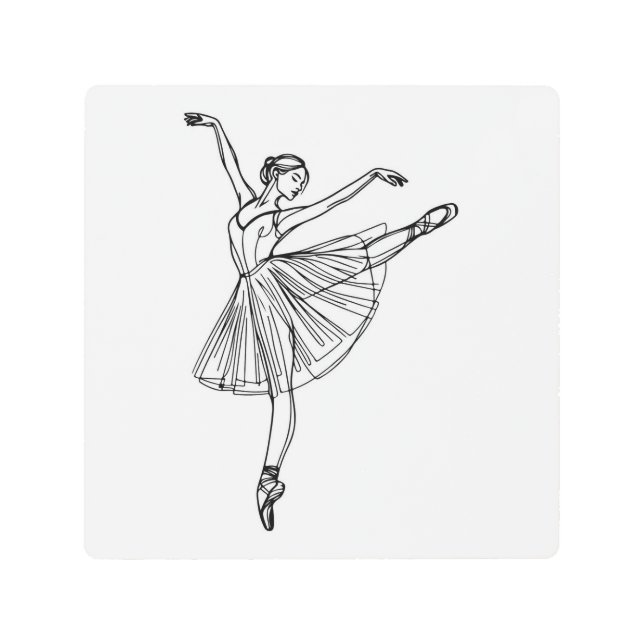 Impresión En Metal Grace in Motion - Ballerina Line Art (Anverso)