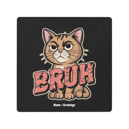 Impresión En Metal Gracioso Cat Bruh Meme Humor Gráfico Cat Lover Gif