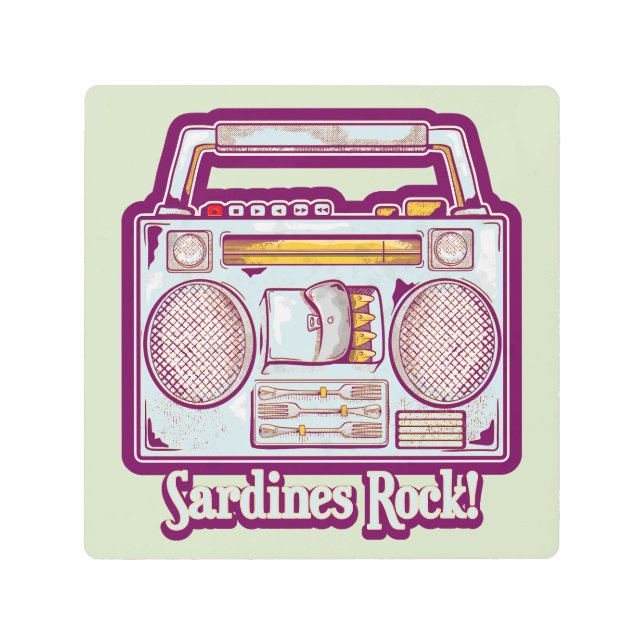 Impresión En Metal Gracioso estéreo de sardinas (Anverso)