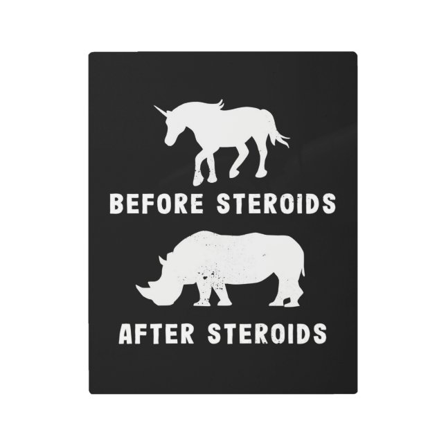 Impresión En Metal Gracioso rinoceronte unicornio antes de esteroides (Anverso)