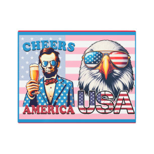 Impresión En Metal Gracioso Rótulo político Drinkin Lincoln 'Merica