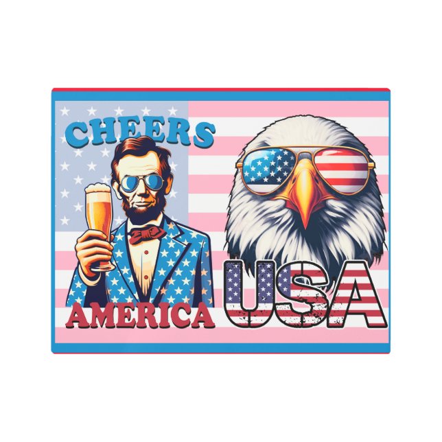 Impresión En Metal Gracioso Rótulo político Drinkin Lincoln 'Merica (Anverso)