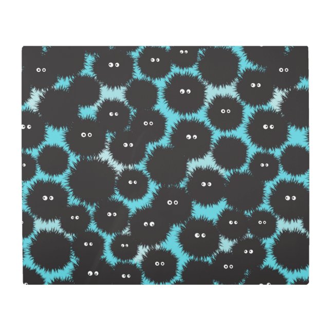 Impresión En Metal Graciosos monstruos esponjosos negros (Anverso)