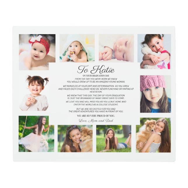 Impresión En Metal Graduación Día 10 Foto A Hija Sentimental (Anverso)