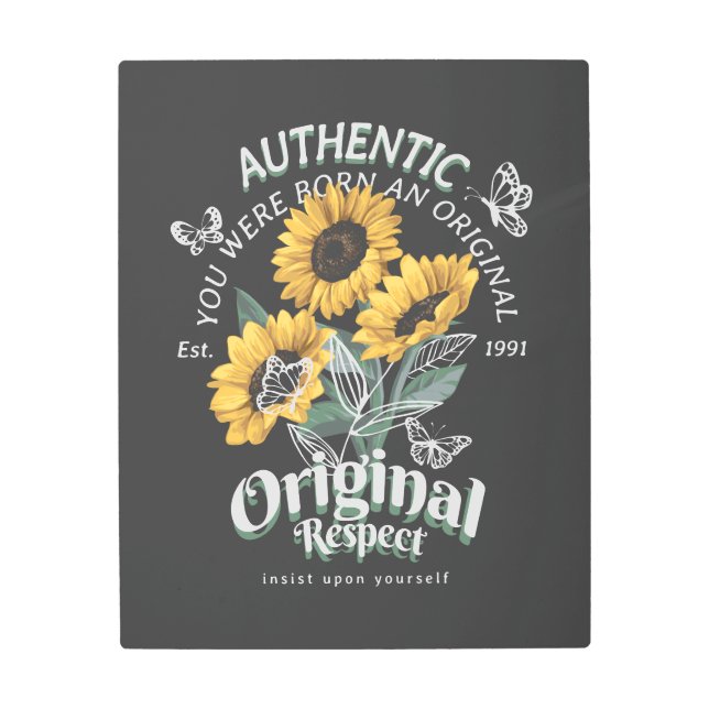 Impresión En Metal Gráfico de girasoles y mariposas (Anverso)