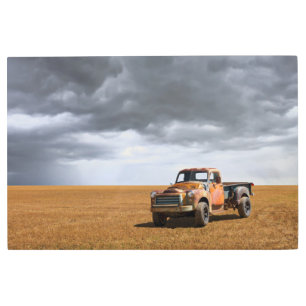 Impresión En Metal Granjas   Camión viejo en campo