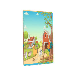 Impresión En Metal Granjas rojas y animales de corral